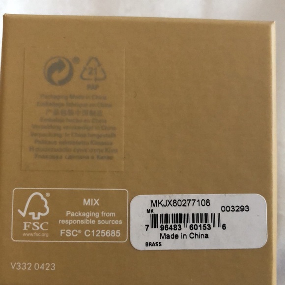 Michael Kors Gold Plated Brass Gold Tone MK Logo Ring Crystal Accents Size 8 NWT - Picture 12 of 13